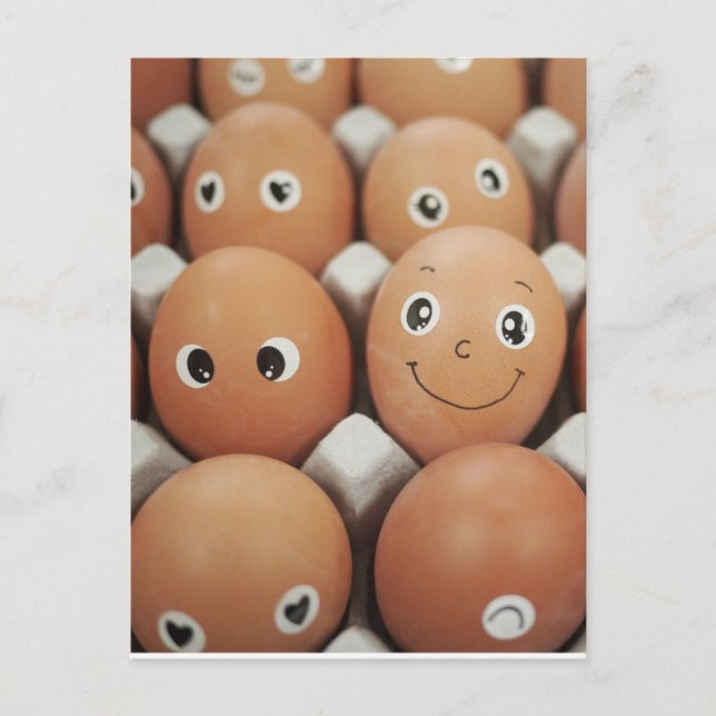 Lustige Ei-Gesichter - Frühstücksnahrung-Druck Postkarte (Vorderseite)