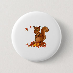 Lustige Eichhörnchen-Nüsse Männer Tier-Wildlife-Hu Button