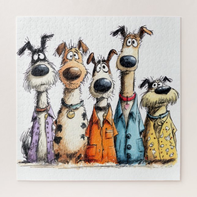 Lustige eigenwillige Hunde Puzzle (Vertikal)