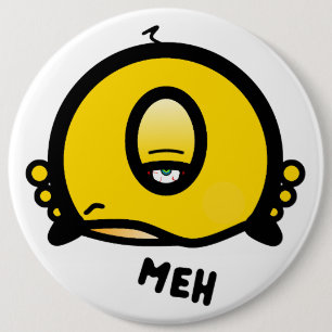 Lustige Einäugige Cartoon-„Meh“ Button