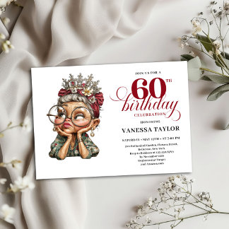 Lustige Einladung zum 60. Geburtstag Alte Dame Par