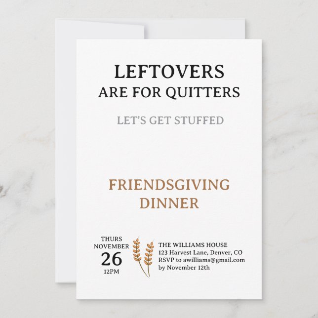 Lustige Einladung zum Thanksgiving-Dinner (Vorderseite)
