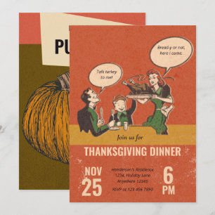 Lustige Einladung zur Thanksgiving-Dinner-Party