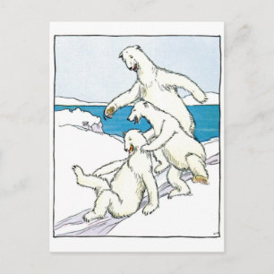 Lustige Eisbären im Vintage-Stil Postkarte
