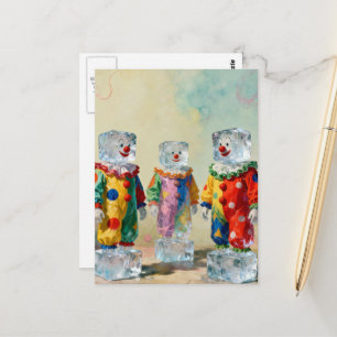 Lustige Eiswürfel-Clowns einzigartig und bunt  Postkarte