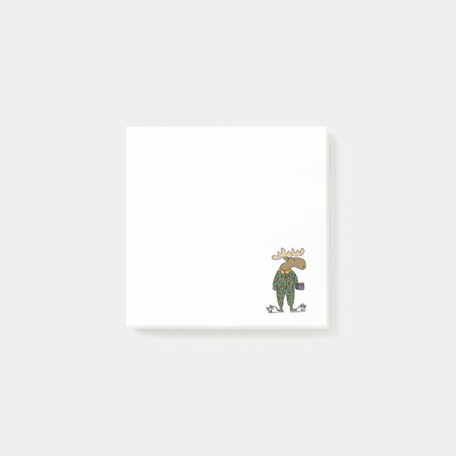 Lustige Elch-tragende Tupfen-Pyjamas Post-it Klebezettel (Vorderseite)