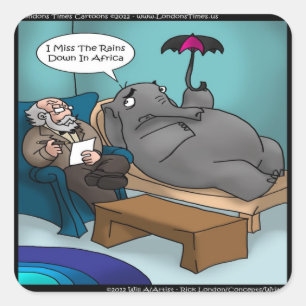 Lustige Elefant-in-Therapie-Karten T-Shirts Gesche Quadratischer Aufkleber