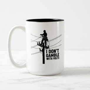Lustige Elektriker-Silhouette Zweifarbige Tasse