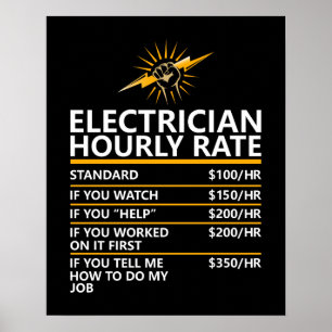 Lustige Elektriker Stundensatz Tabelle Humor Gesch Poster