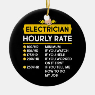 Lustige Elektriker-Stundensätze Lineman-Geschenk f Keramik Ornament