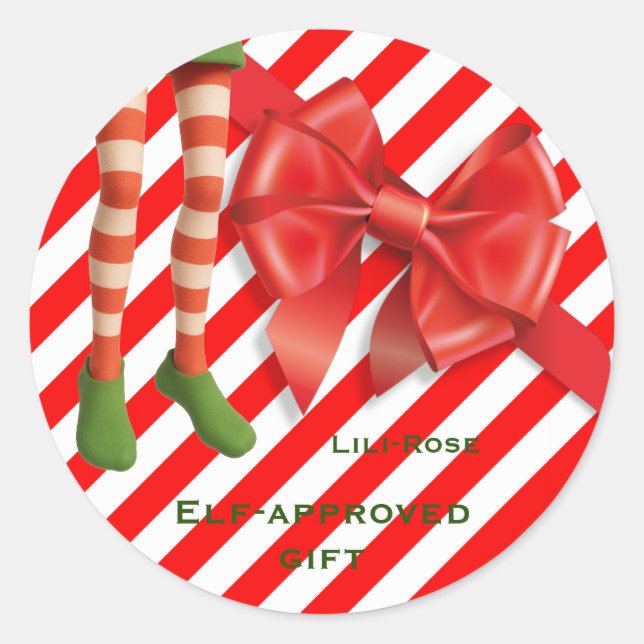 Lustige Elf-Beine Weihnachten | Nordpol Unfug  Runder Aufkleber (Vorderseite)