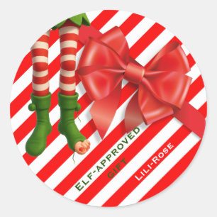 Lustige Elf-Beine Weihnachten Nordpol Unfug Runder Aufkleber
