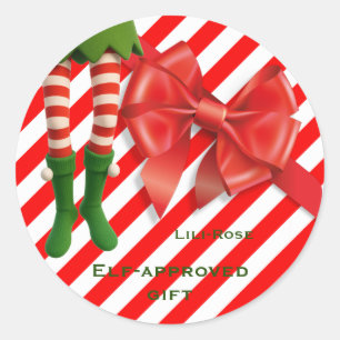 Lustige Elf-Beine Weihnachten Nordpol Unfug Runder Aufkleber
