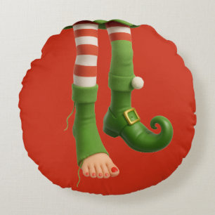 Lustige Elf Beine   Weihnachtshumor-Dekoration Nor Rundes Kissen