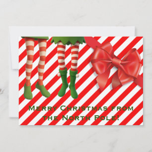 Lustige Elf-Beine Weihnachtskarte Nordpol-Schabe Feiertagskarte