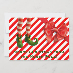 Lustige Elf-Beine Weihnachtskarte   Nordpol-Schabe Feiertagskarte