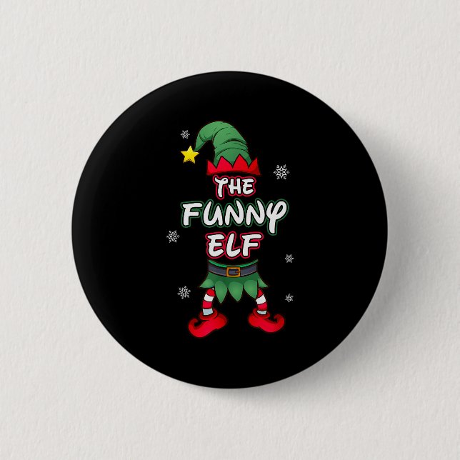 Lustige Elf Weihnachts-Pyjamas Pjs passende Famili Button (Vorderseite)