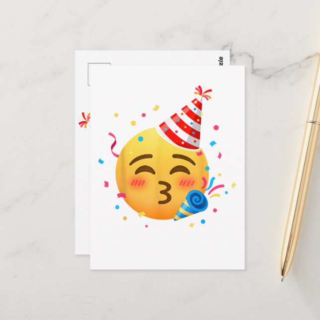 Lustige Emoticon-Party Postkarte (Vorderseite/Rückseite Beispiel)