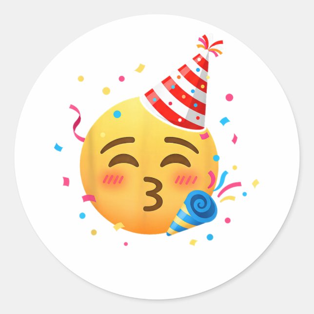 Lustige Emoticon-Party Runder Aufkleber (Vorderseite)
