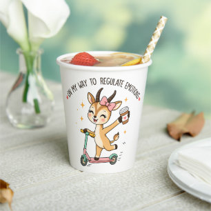 Lustige Emotionsregulation Gazelle mit Kaffee Pappbecher