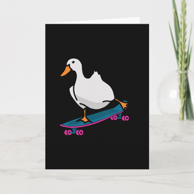 Lustige Ente auf Skateboard Skateboardfahren Longb Karte (Vorderseite)