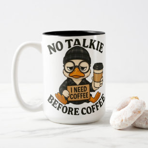 Lustige Ente Kaffee Liebhaber Süße Cartoon Grafik Zweifarbige Tasse