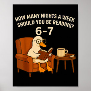 Lustige Ente liest Buch 67 Sechs Sieben Meme Poster