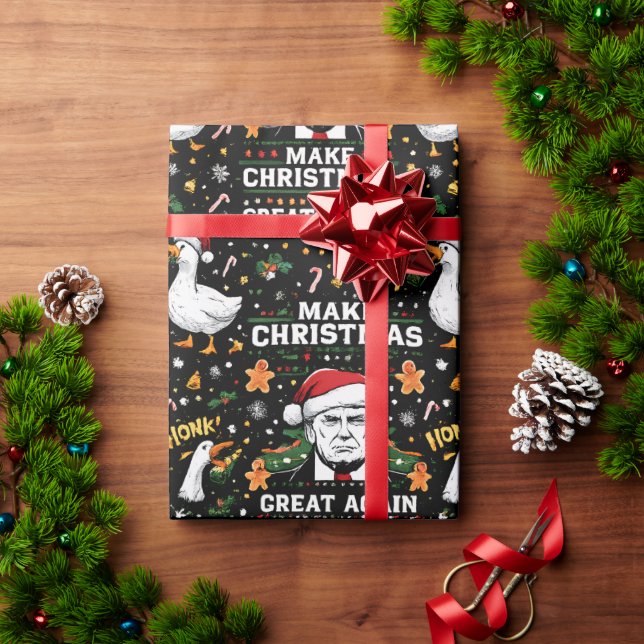Lustige Ente 'Make Christmas Great Again' Meme  Geschenkpapier (Feiertagsgeschenk)