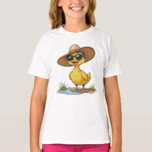 Lustige Ente mit großem Sonnenhut und Sonnenbrille T-Shirt