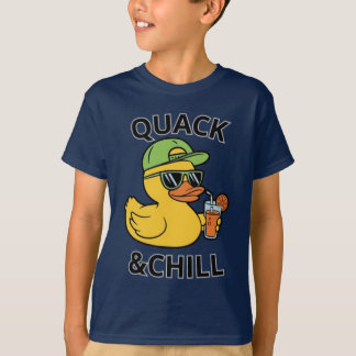 Lustige Ente Quack & Chill – Gelbe Ente mit Sungla T-Shirt