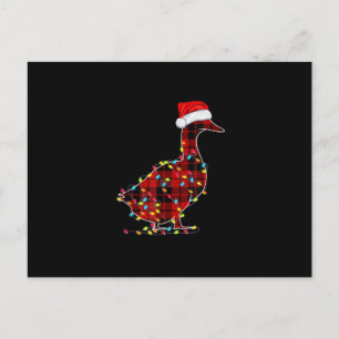 Lustige Ente Weihnachtslicht Rot kariert passend Feiertagspostkarte