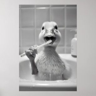 Lustige Enten-Badezimmerdruck im Vintage-Stil Tier Poster