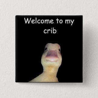 Lustige Enten-Meme – „Willkommen in meiner Bude“ S Button