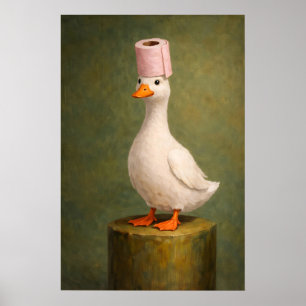 Lustige Enten Toilettenpapier Hut Druck, Skurriles Poster