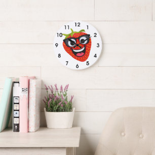 Lustige Erdbeeren-Kinder-Wanduhr Große Wanduhr