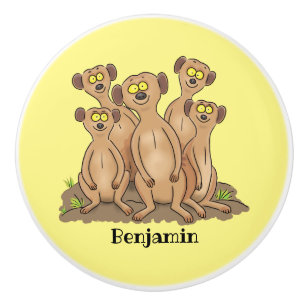 Lustige Erdmännchen-Familie Cartoon-Illustration Keramikknauf