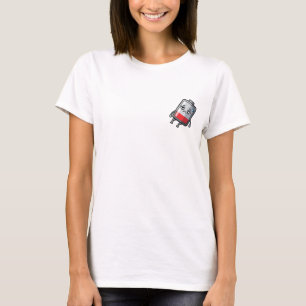 Lustige erschöpfte Batterie Cartoon mit niedriger T-Shirt