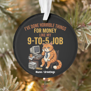 Lustige erschöpfte rote Katze 9-to-5 Bürohumor Ornament