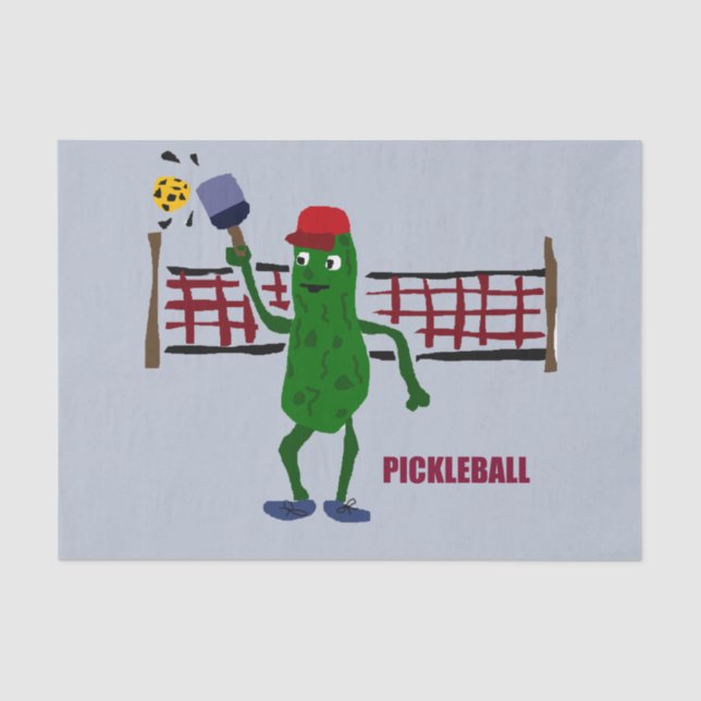 Lustige Essiggurke, die Pickleball Kunst-Entwurf Seidenpapier (Vorderseite)
