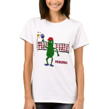 Lustige Essiggurke, die Pickleball mit Nettokunst