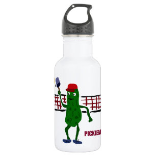 Lustige Essiggurke, die Pickleball mit Nettokunst Trinkflasche
