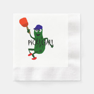 Lustige Essiggurke, die Pickleball spielt Serviette