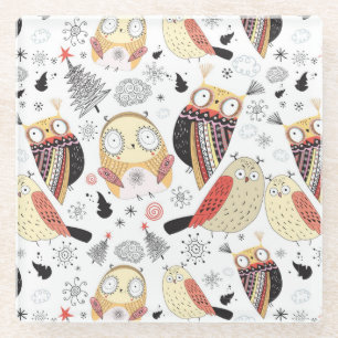 Lustige Eule der Beschaffenheit Glasuntersetzer