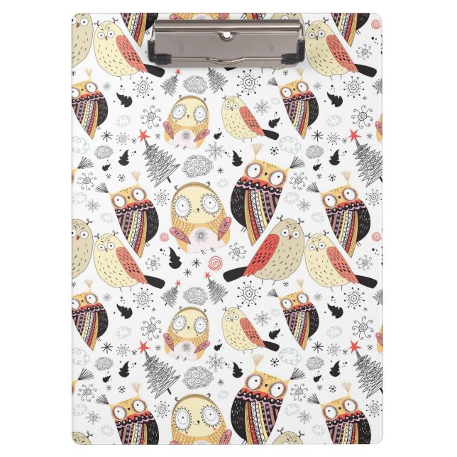 Lustige Eule der Beschaffenheit Klemmbrett (Vorderseite)