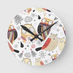 Lustige Eule der Beschaffenheit Runde Wanduhr