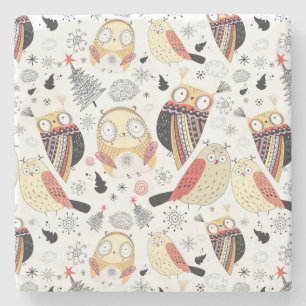 Lustige Eule der Beschaffenheit Steinuntersetzer