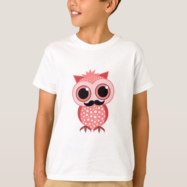 lustige Eule mit dem Schnurrbart T-Shirt (Vorderseite)