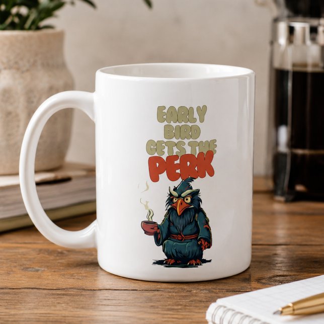 Lustige Eule mit Kaffeetasse (Von Creator hochgeladen)