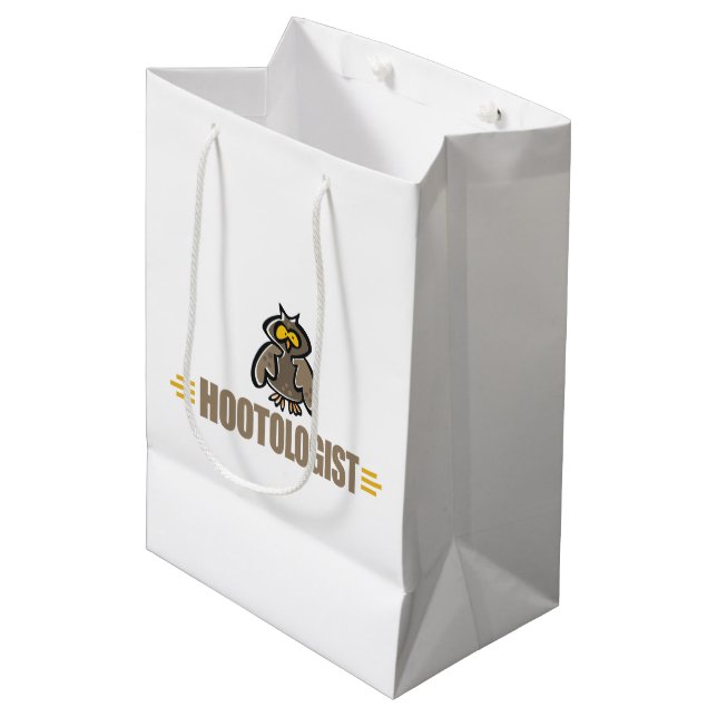 Lustige Eule Mittlere Geschenktüte (Vorderseite Schrägansicht)