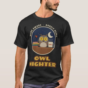 Lustige Eule Student Kaffee Übernachtung T-Shirt